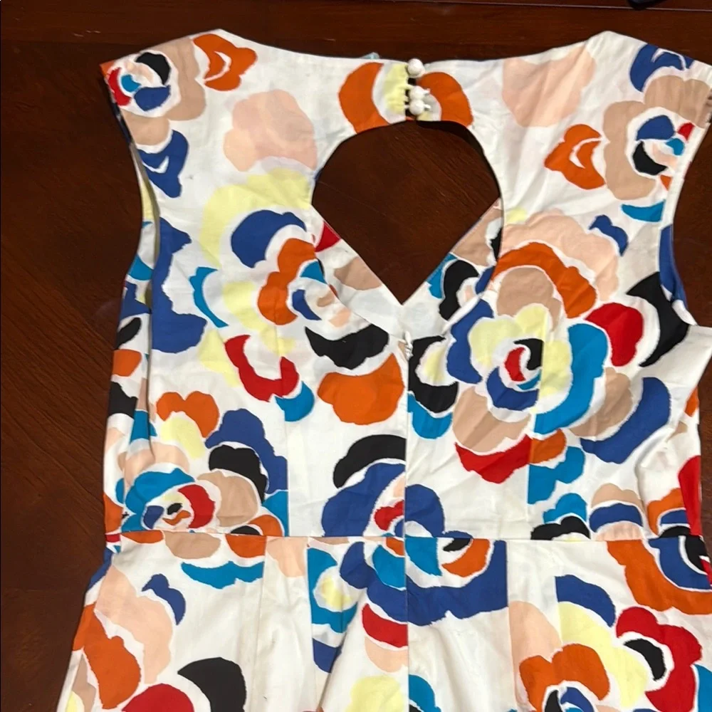 Anthropologie Tracy Reese Multicolor Floral Midi Dress selah lined cutout midi - Picture 9 of 10